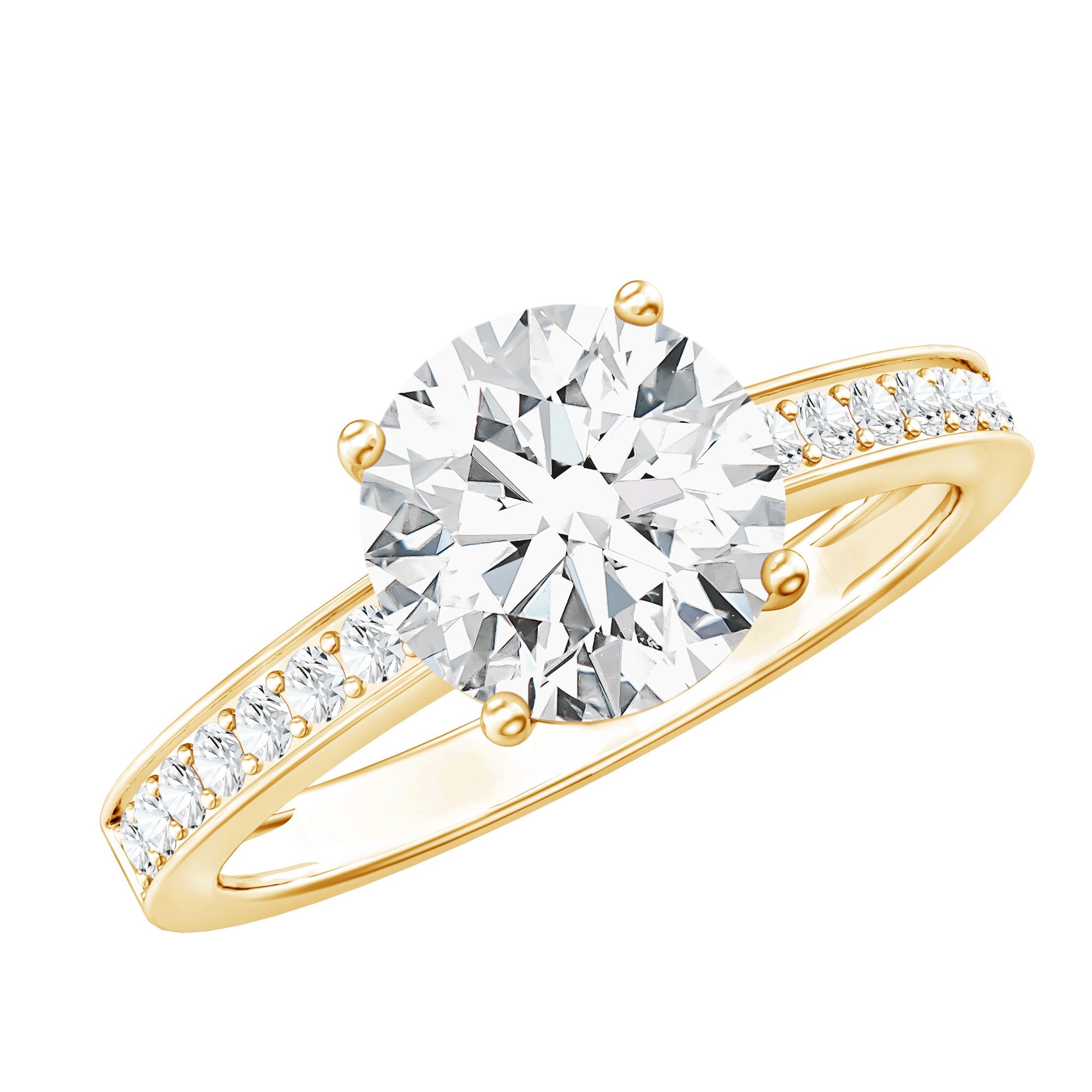 2 Carat Round Cut Moissanite Engagement Ring in 4 Prong Setting