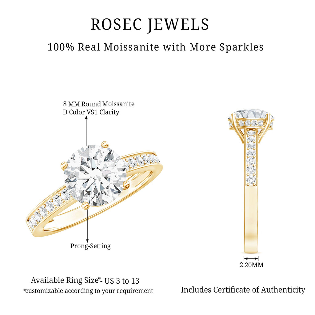 2 Carat Round Cut Moissanite Engagement Ring in 4 Prong Setting