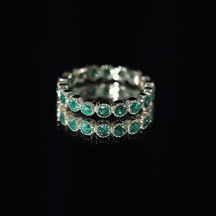 Milgrain Bezel Set Round Emerald Eternity Wedding Band