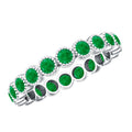 Milgrain Bezel Set Round Emerald Eternity Wedding Band