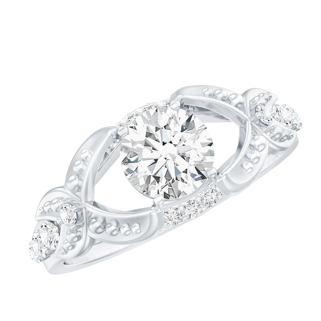 Certified 6 MM Lab Grown Diamond Vintage Inspired Engagement Ring