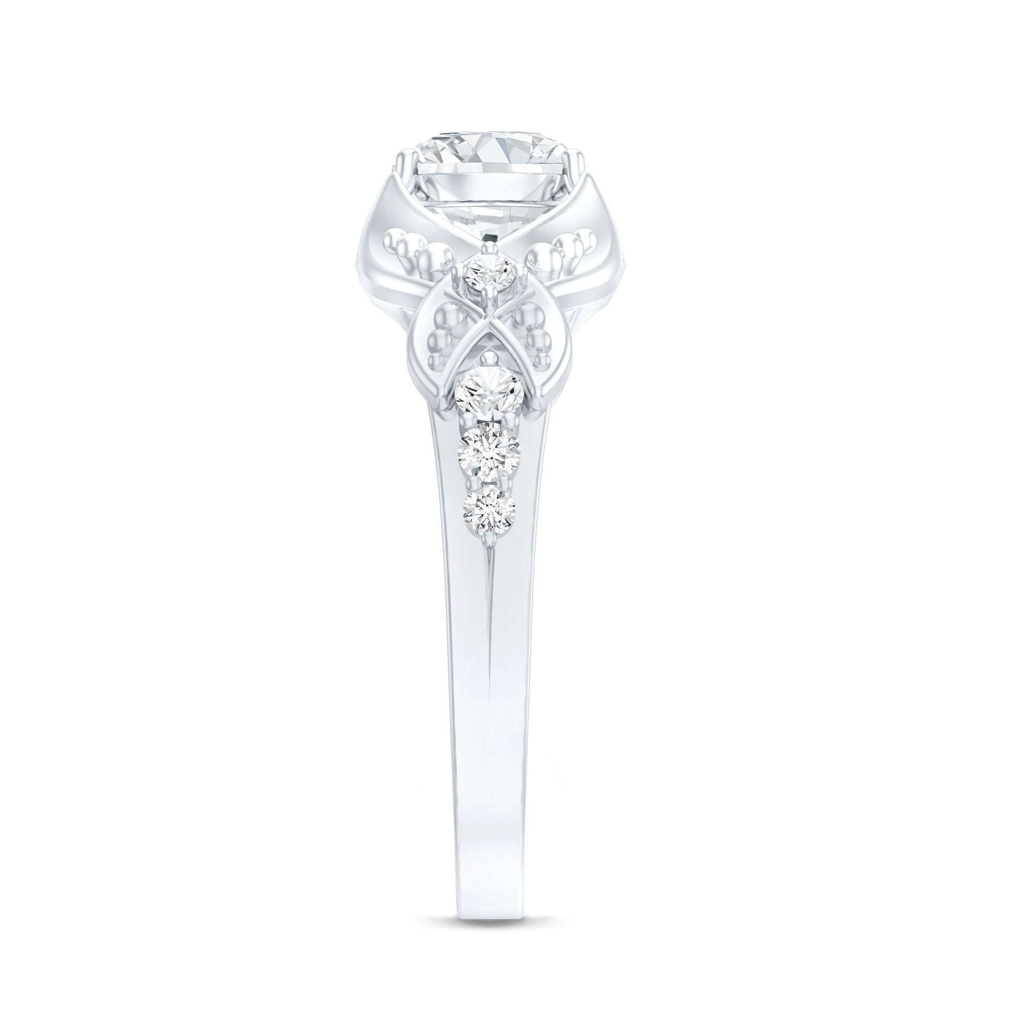 Certified 6 MM Lab Grown Diamond Vintage Inspired Engagement Ring
