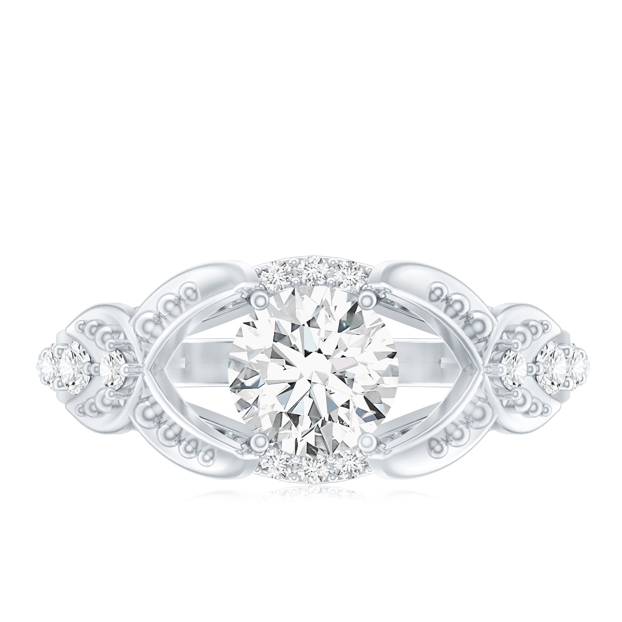 Certified 6 MM Lab Grown Diamond Vintage Inspired Engagement Ring