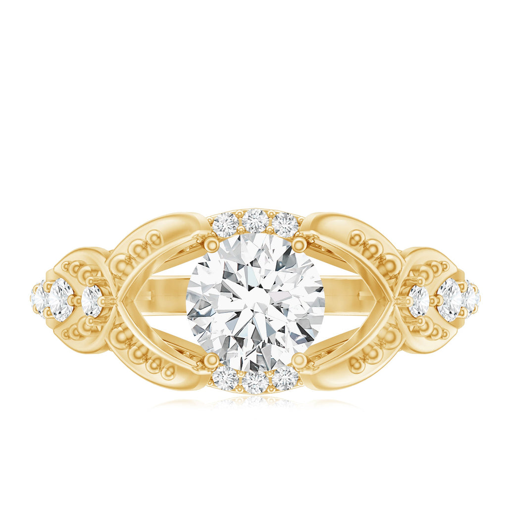 Certified 6 MM Lab Grown Diamond Vintage Inspired Engagement Ring