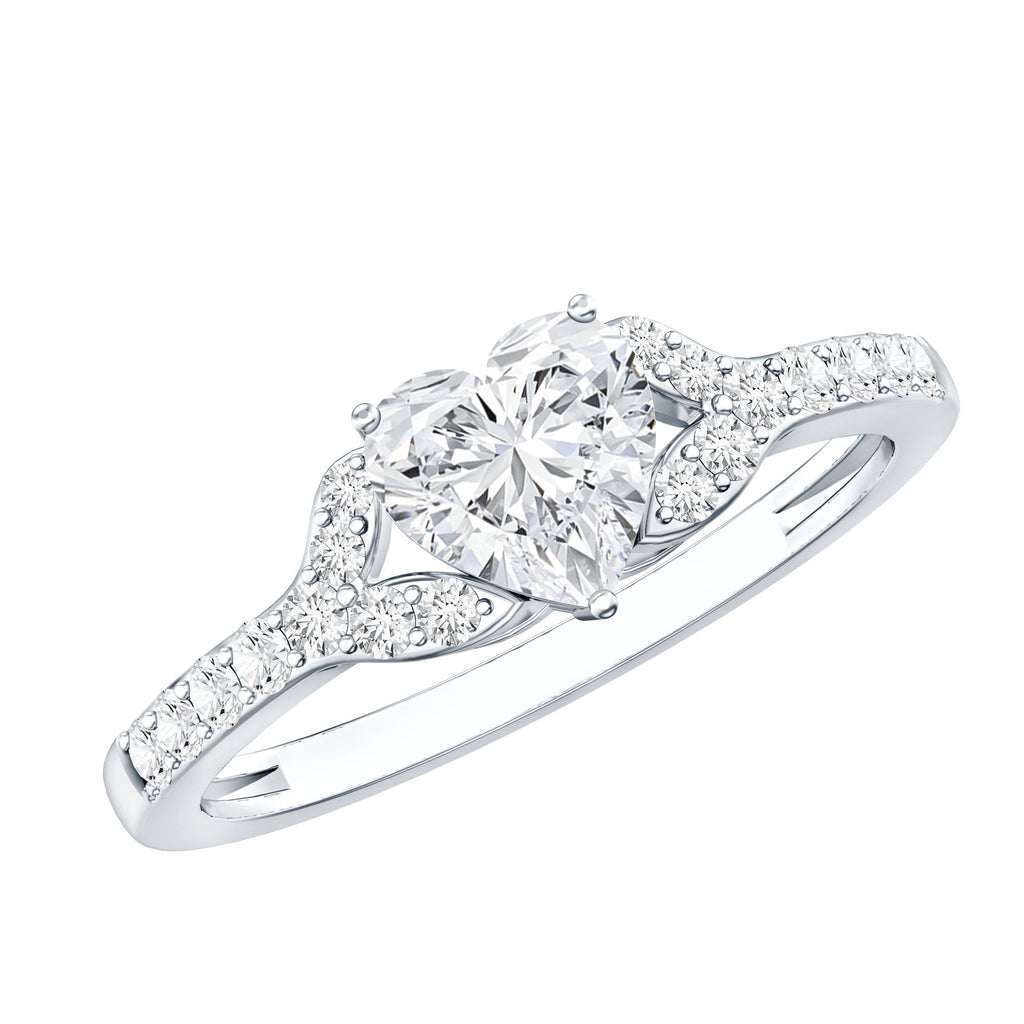 Certified 7mm Diamond Heart Solitaire Ring For Her