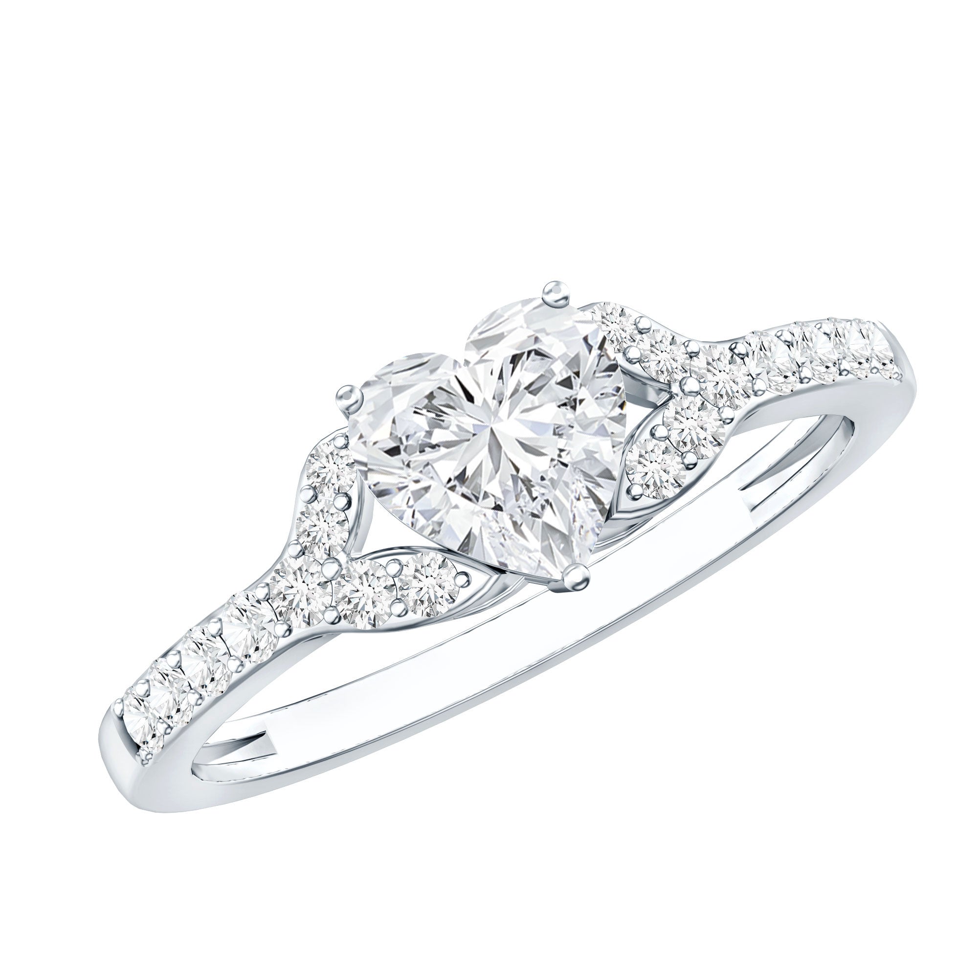 Certified 7mm Diamond Heart Solitaire Ring For Her