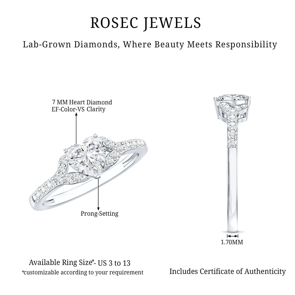 Certified 7mm Diamond Heart Solitaire Ring For Her