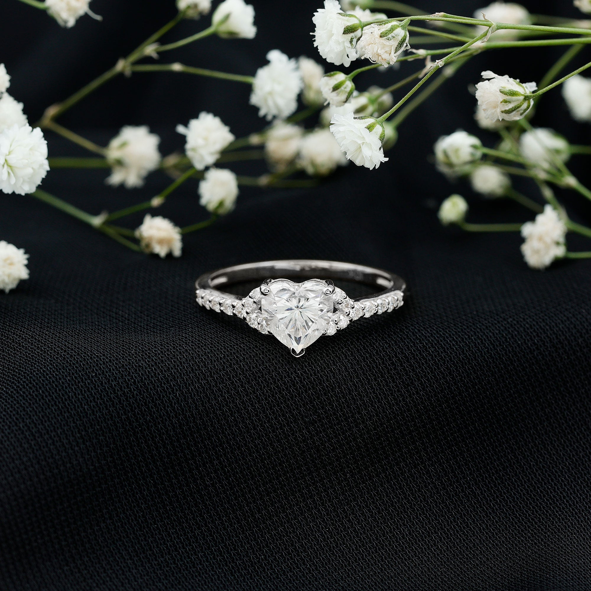 Certified 7mm Diamond Heart Solitaire Ring For Her