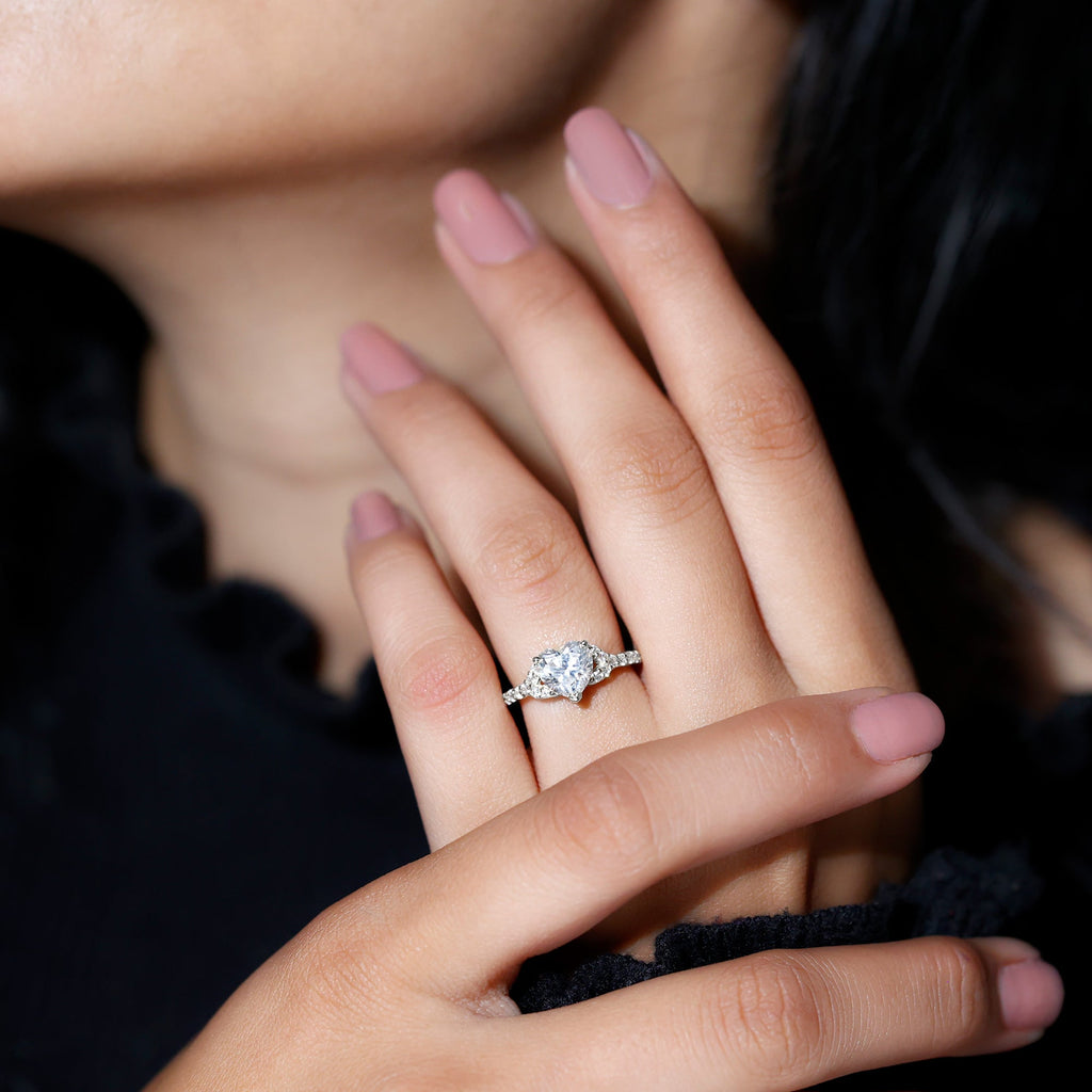 Certified 7mm Diamond Heart Solitaire Ring For Her