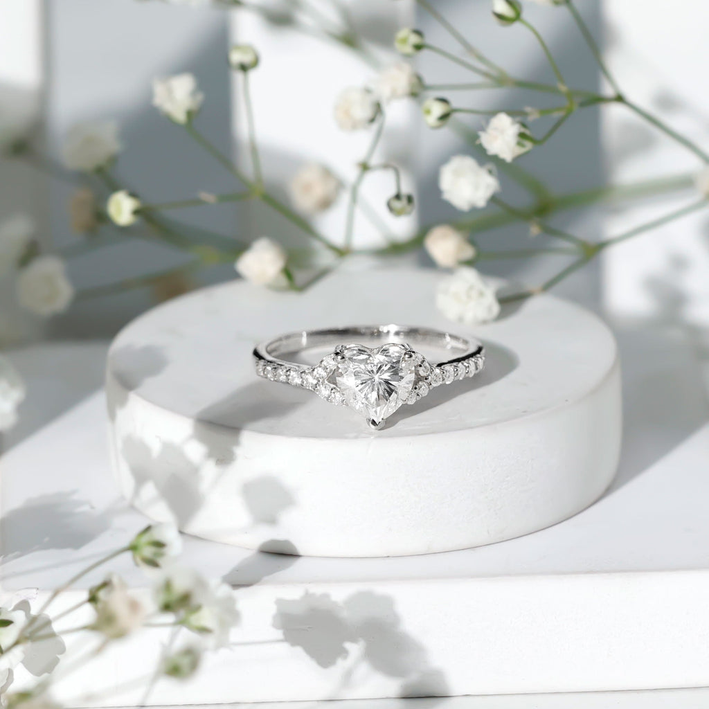 Certified 7mm Diamond Heart Solitaire Ring For Her