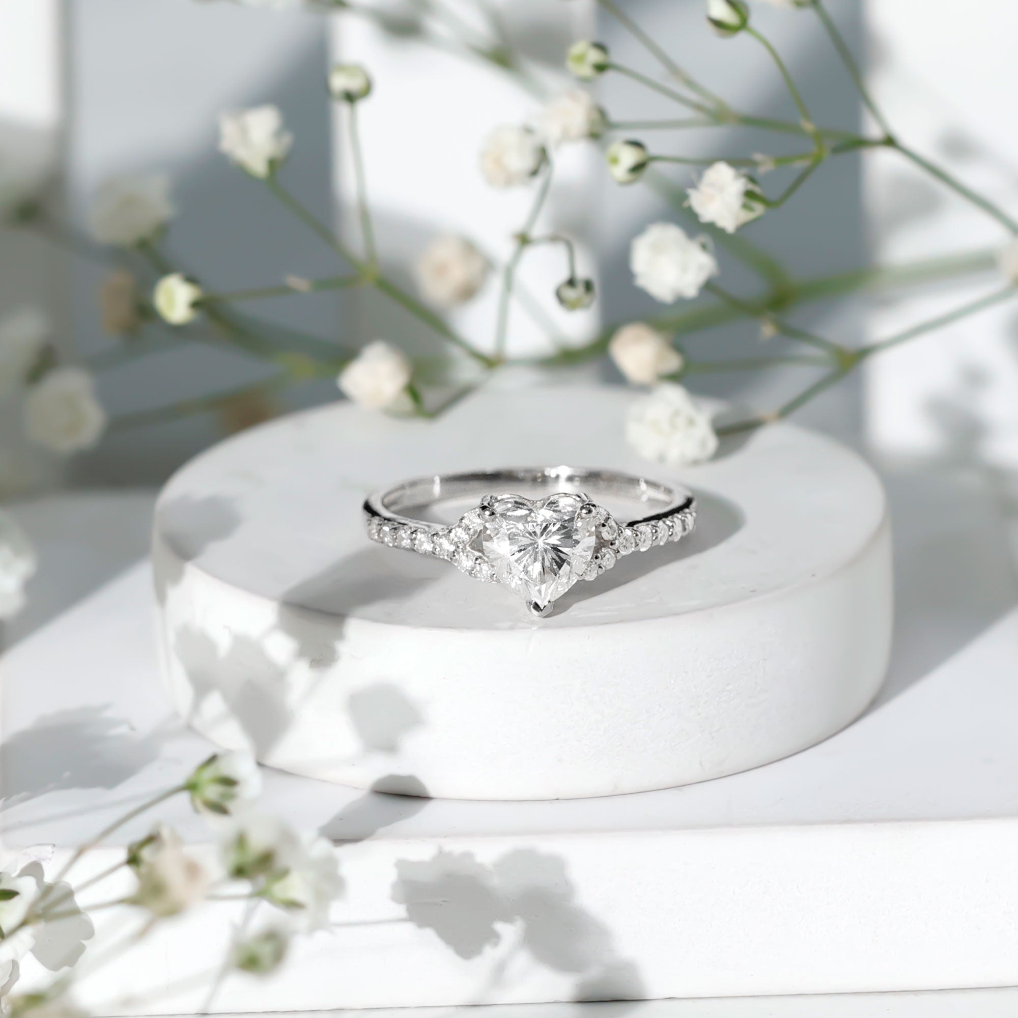Certified 7mm Diamond Heart Solitaire Ring For Her