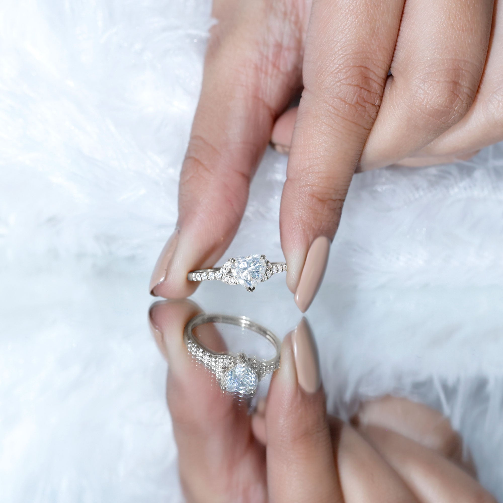 Certified 7mm Diamond Heart Solitaire Ring For Her