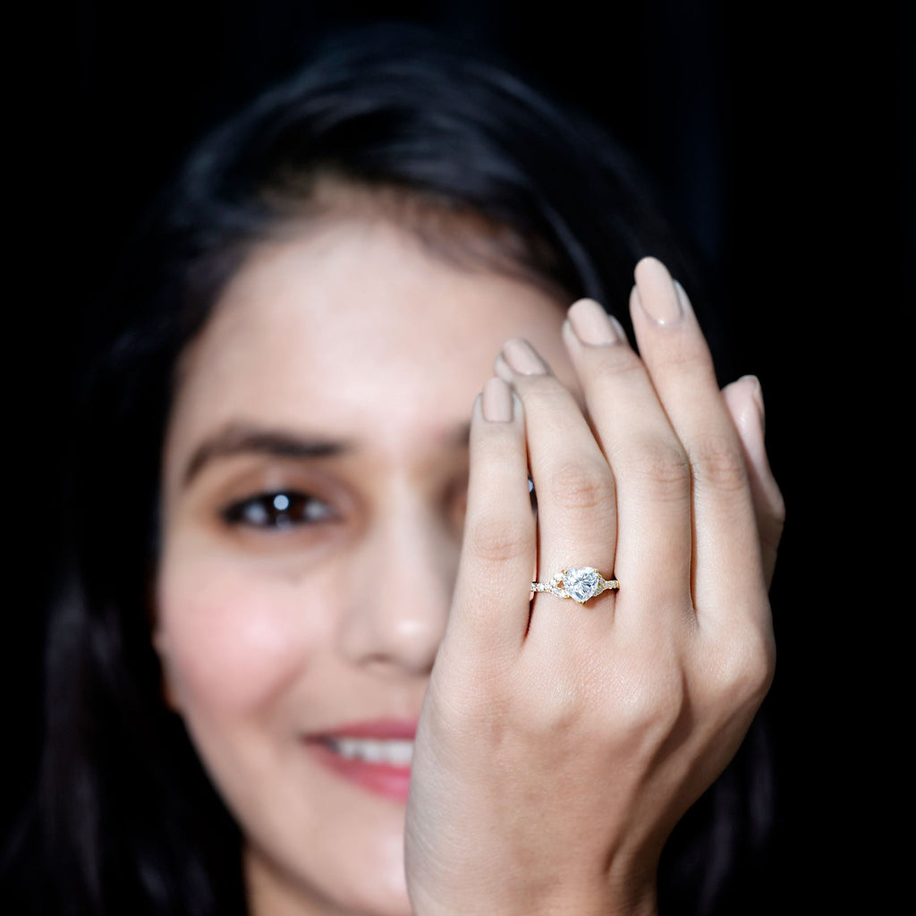 Certified 7mm Diamond Heart Solitaire Ring For Her