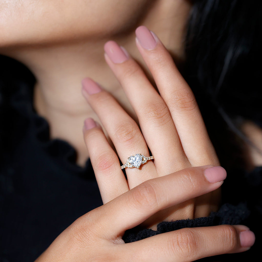 Certified 7mm Diamond Heart Solitaire Ring For Her