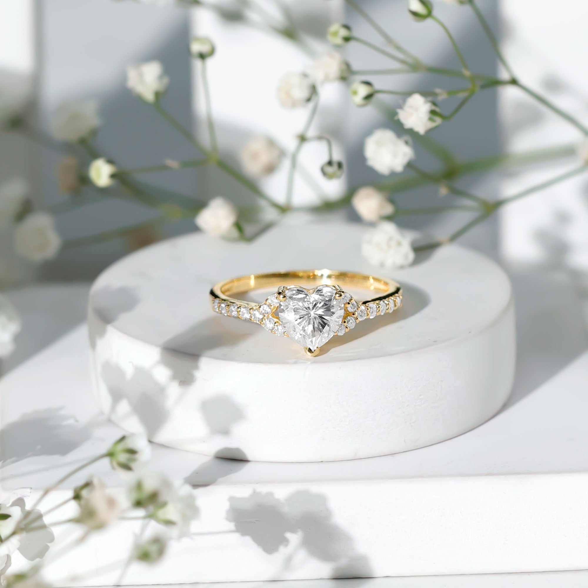 Certified 7mm Diamond Heart Solitaire Ring For Her