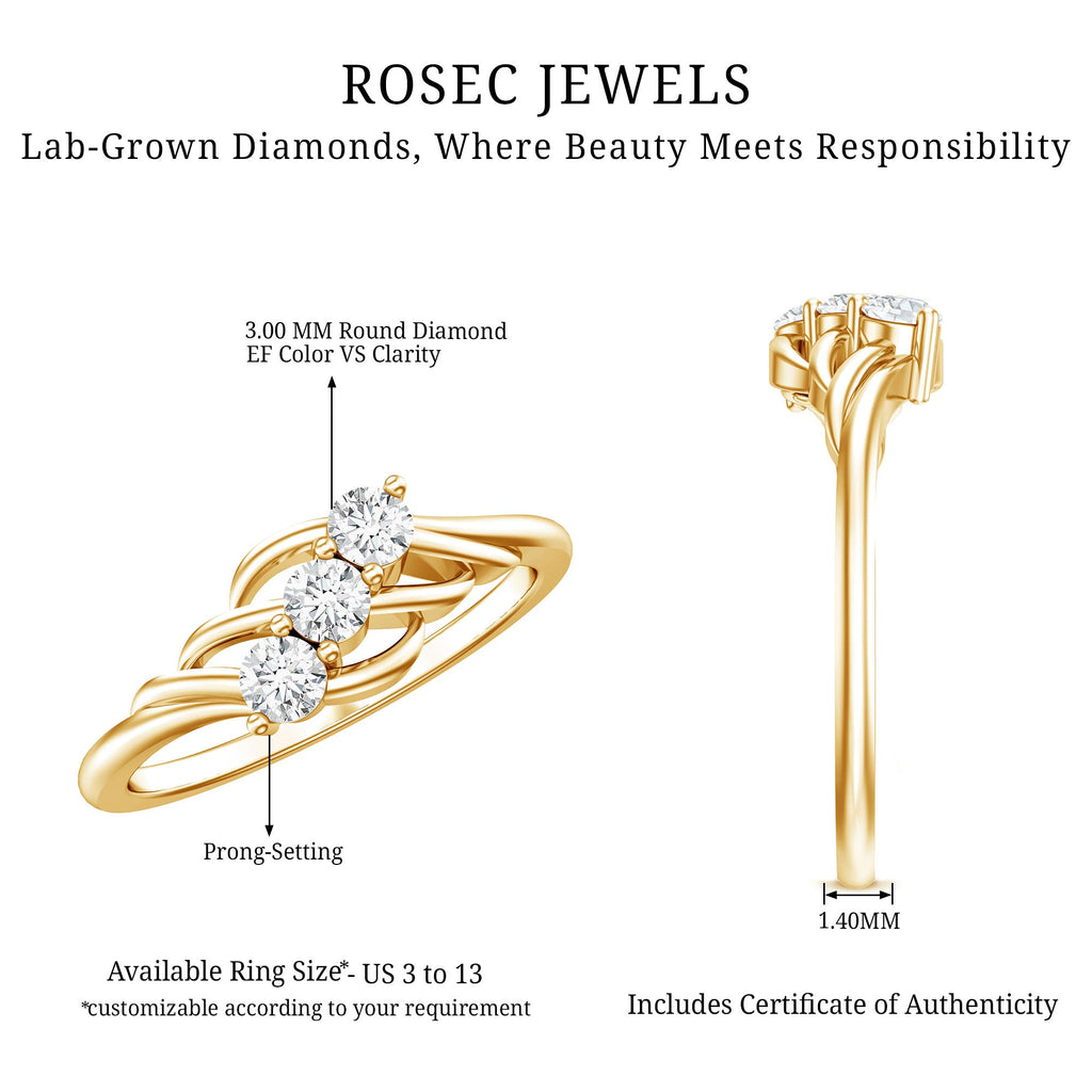 Certified Lab Grown Diamond Three Stone Proposal Ring