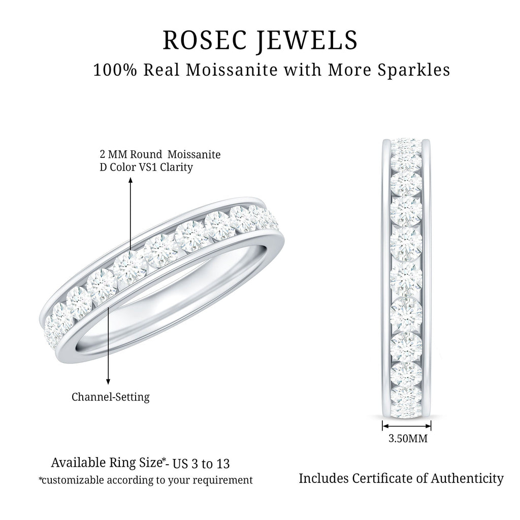 Channel Set Moissanite Eternity Band for women