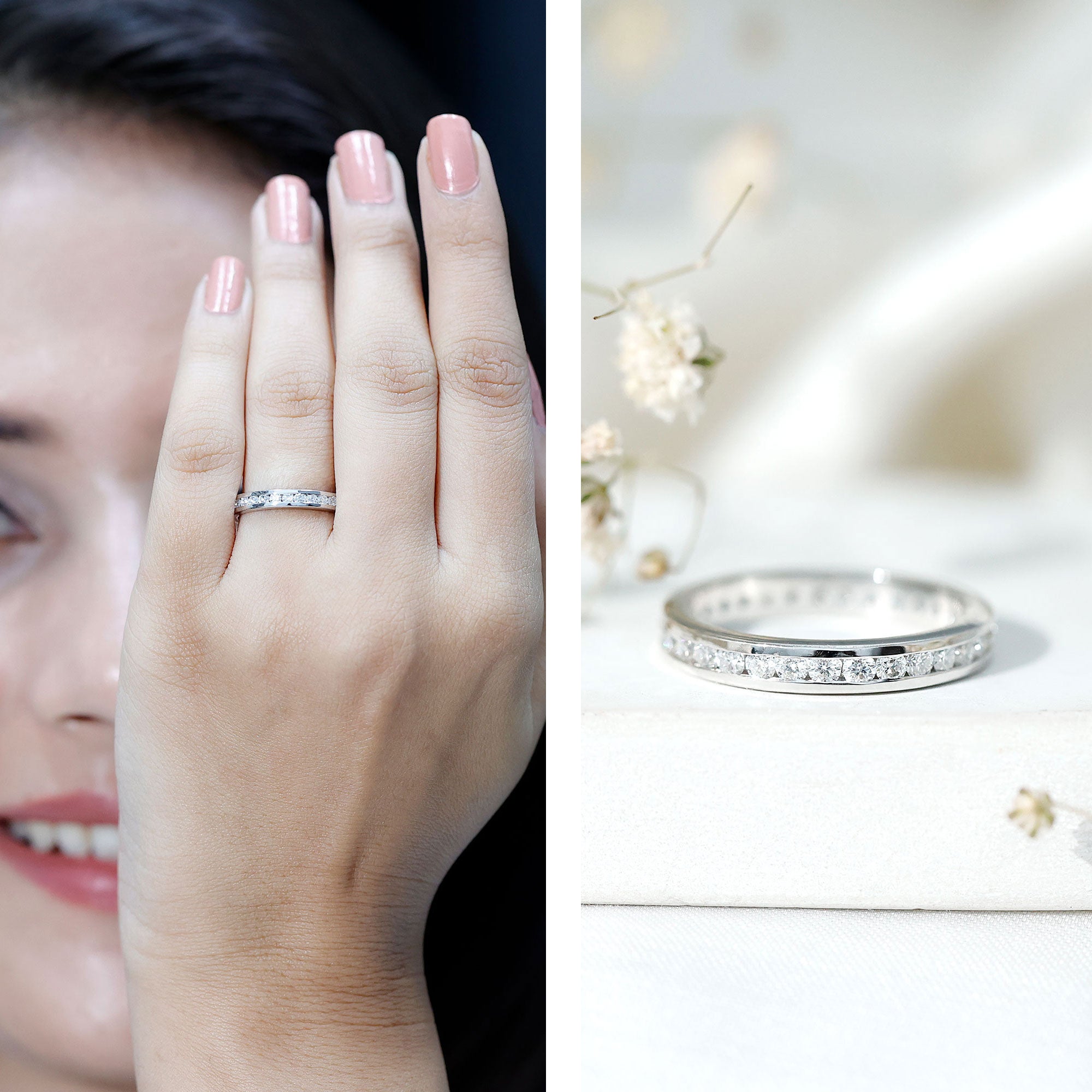 Channel Set Moissanite Eternity Band for women