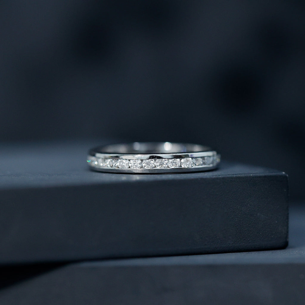 Channel Set Moissanite Eternity Band for women