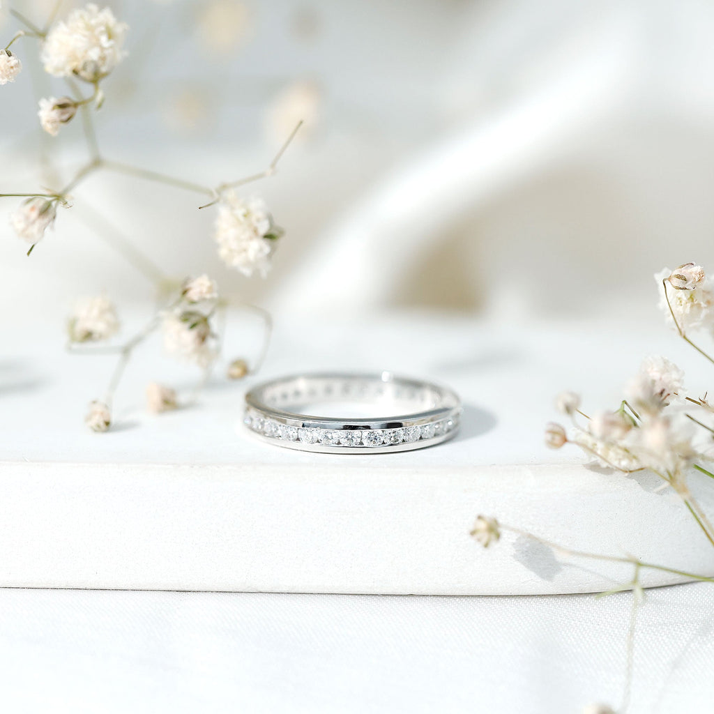 Channel Set Moissanite Eternity Band for women