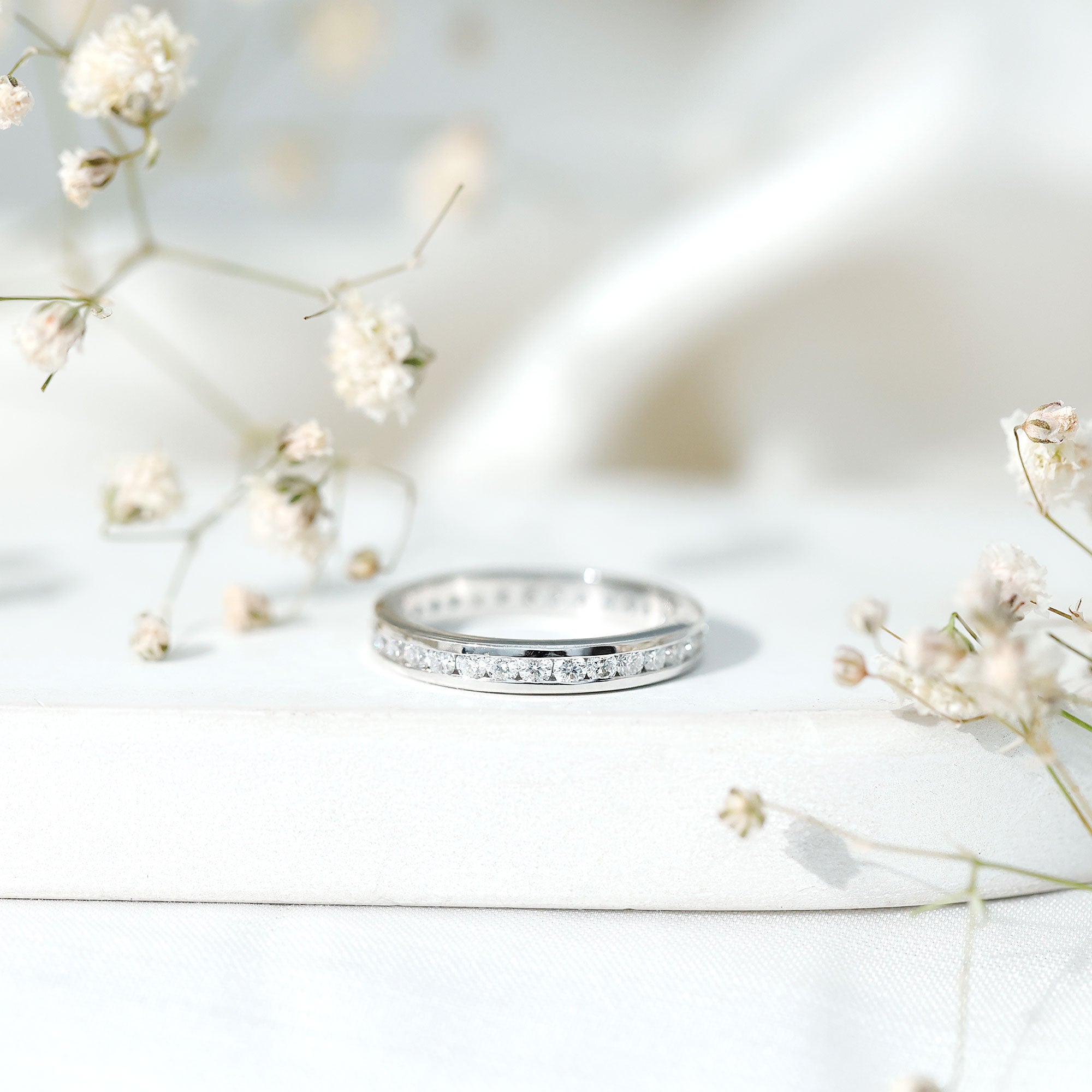 Channel Set Moissanite Eternity Band for women