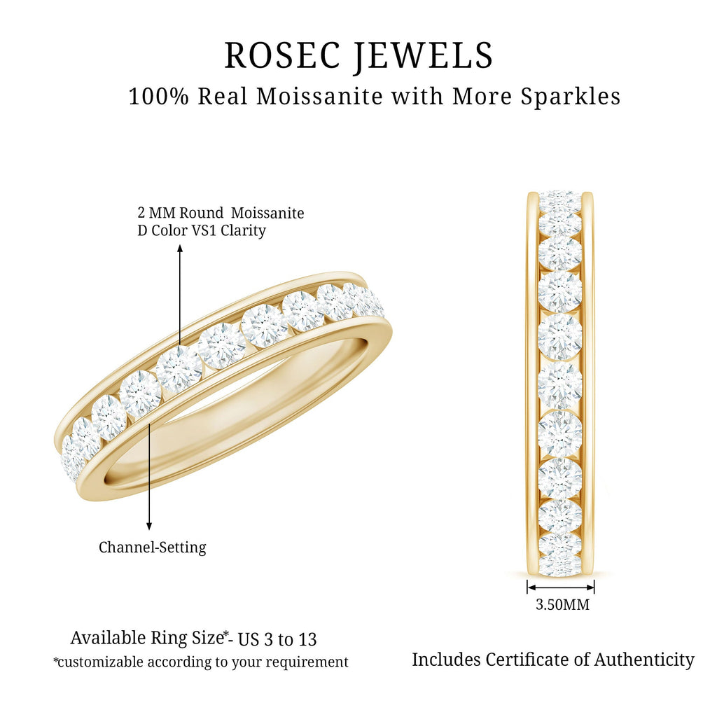Channel Set Moissanite Eternity Band for women