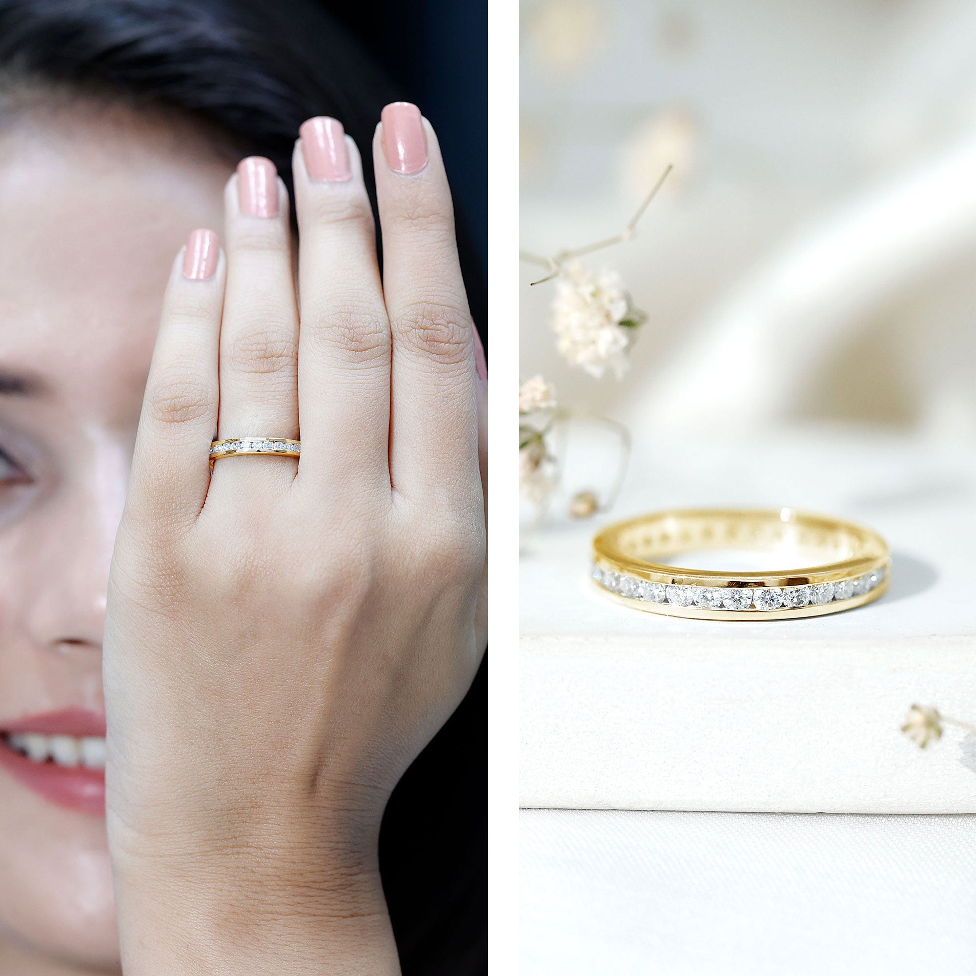 Channel Set Moissanite Eternity Band for women