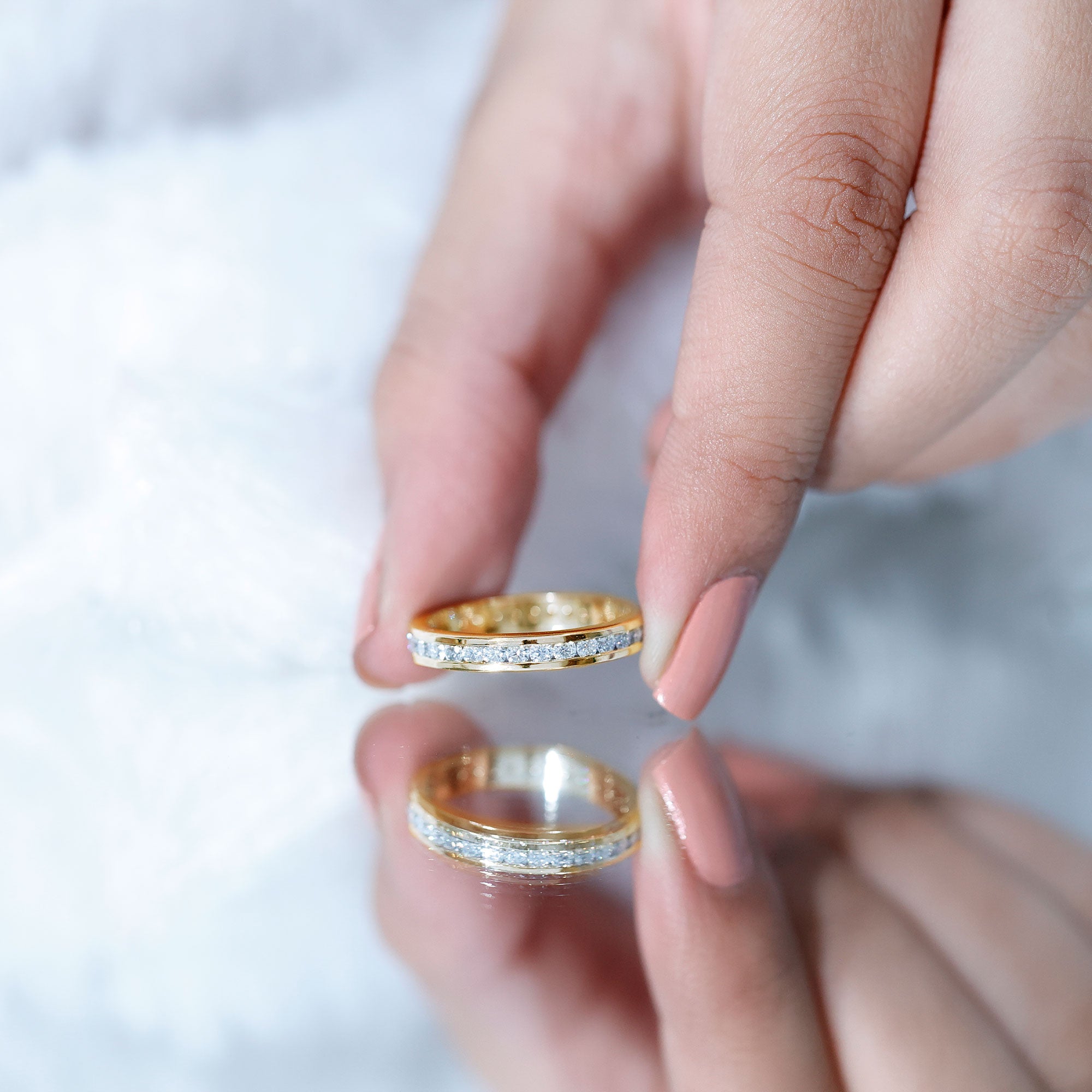 Channel Set Moissanite Eternity Band for women