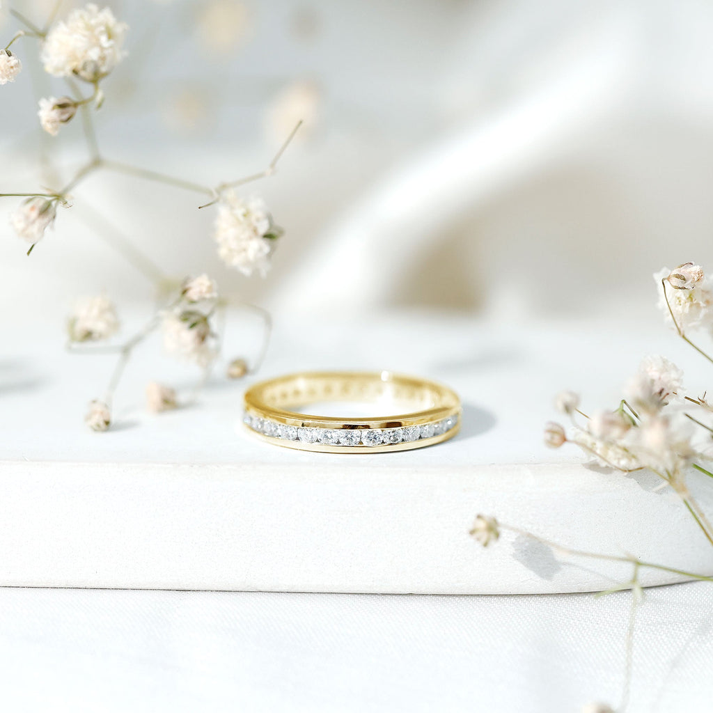 Channel Set Moissanite Eternity Band for women