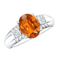 4 Carat Oval Lab Grown Orange Sapphire Statement Engagement Ring with Diamond