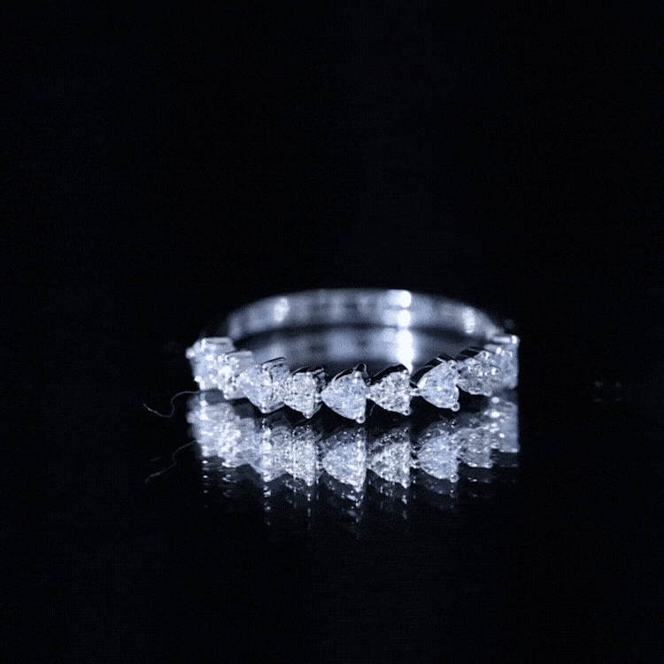 Brilliant Cut Lab Grown Diamond Heart Wedding Band Ring