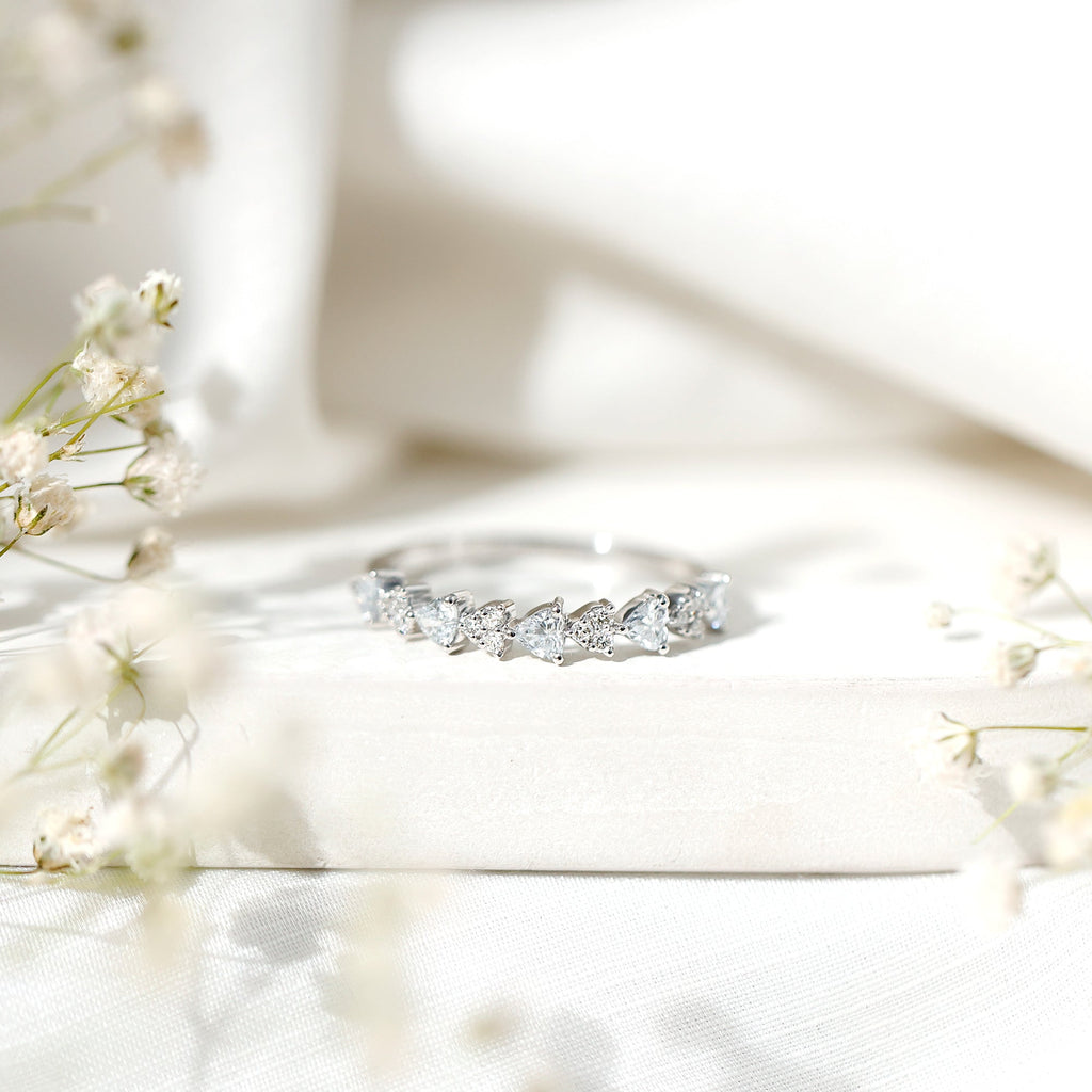 Brilliant Cut Lab Grown Diamond Heart Wedding Band Ring