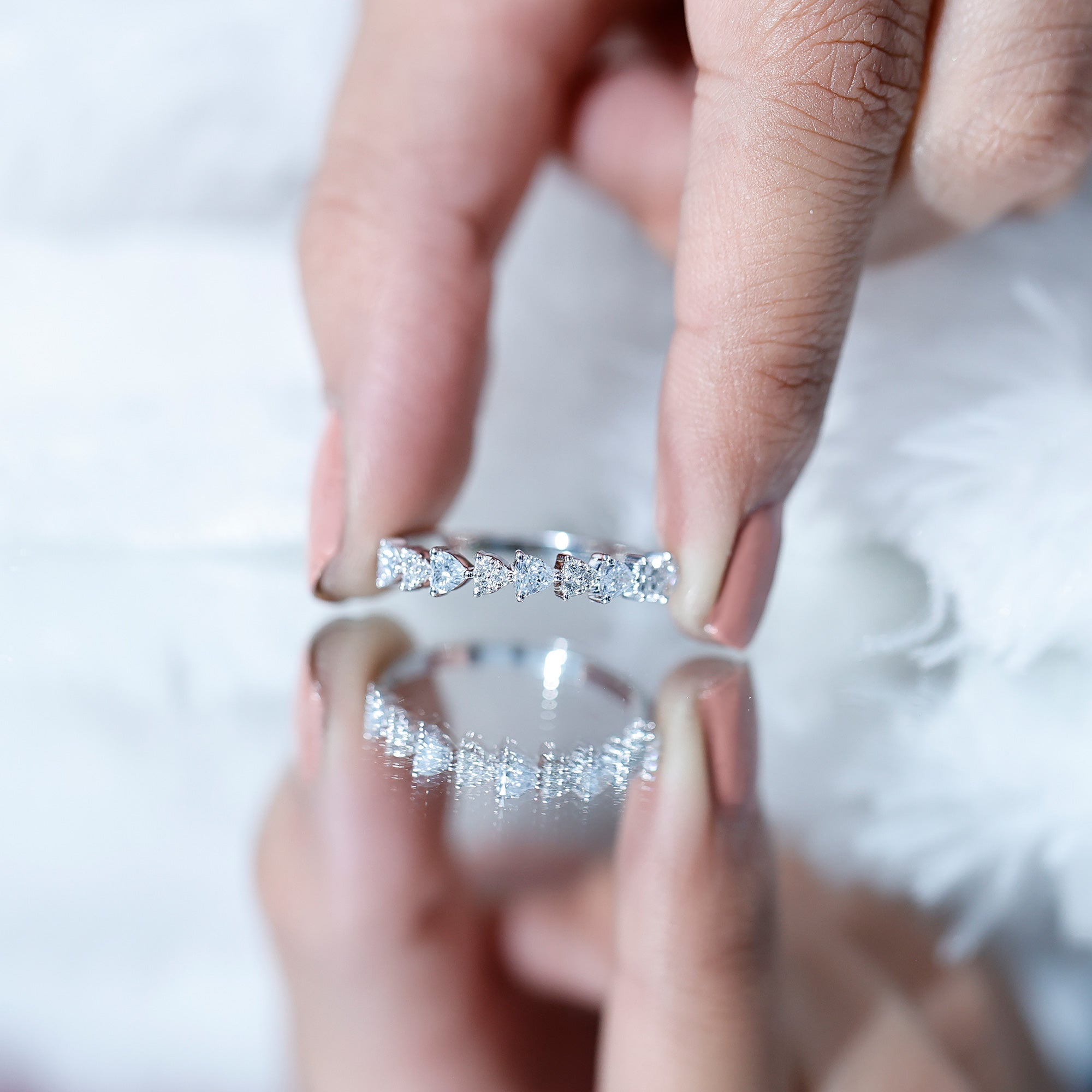 Brilliant Cut Lab Grown Diamond Heart Wedding Band Ring