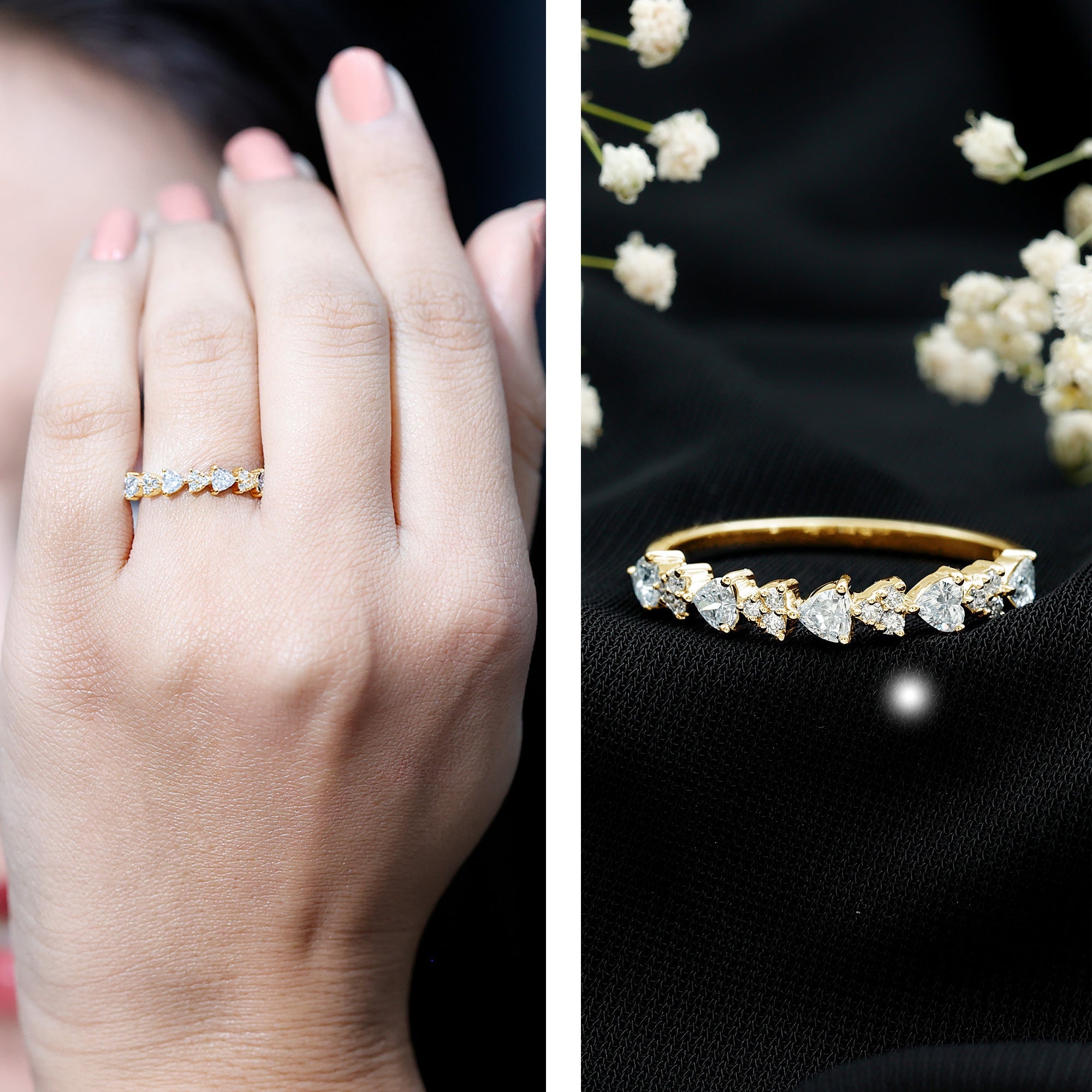 Brilliant Cut Lab Grown Diamond Heart Wedding Band Ring