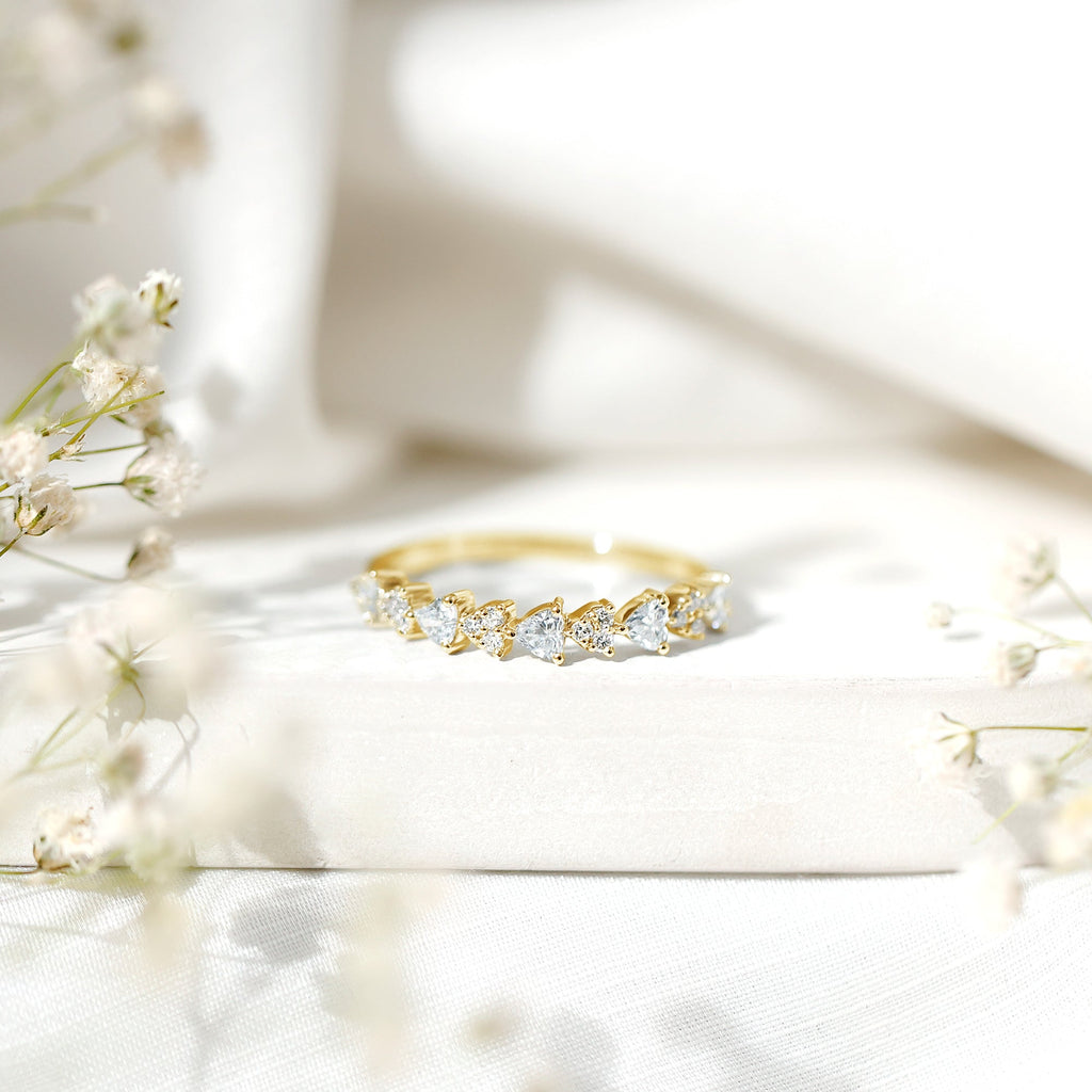 Brilliant Cut Lab Grown Diamond Heart Wedding Band Ring