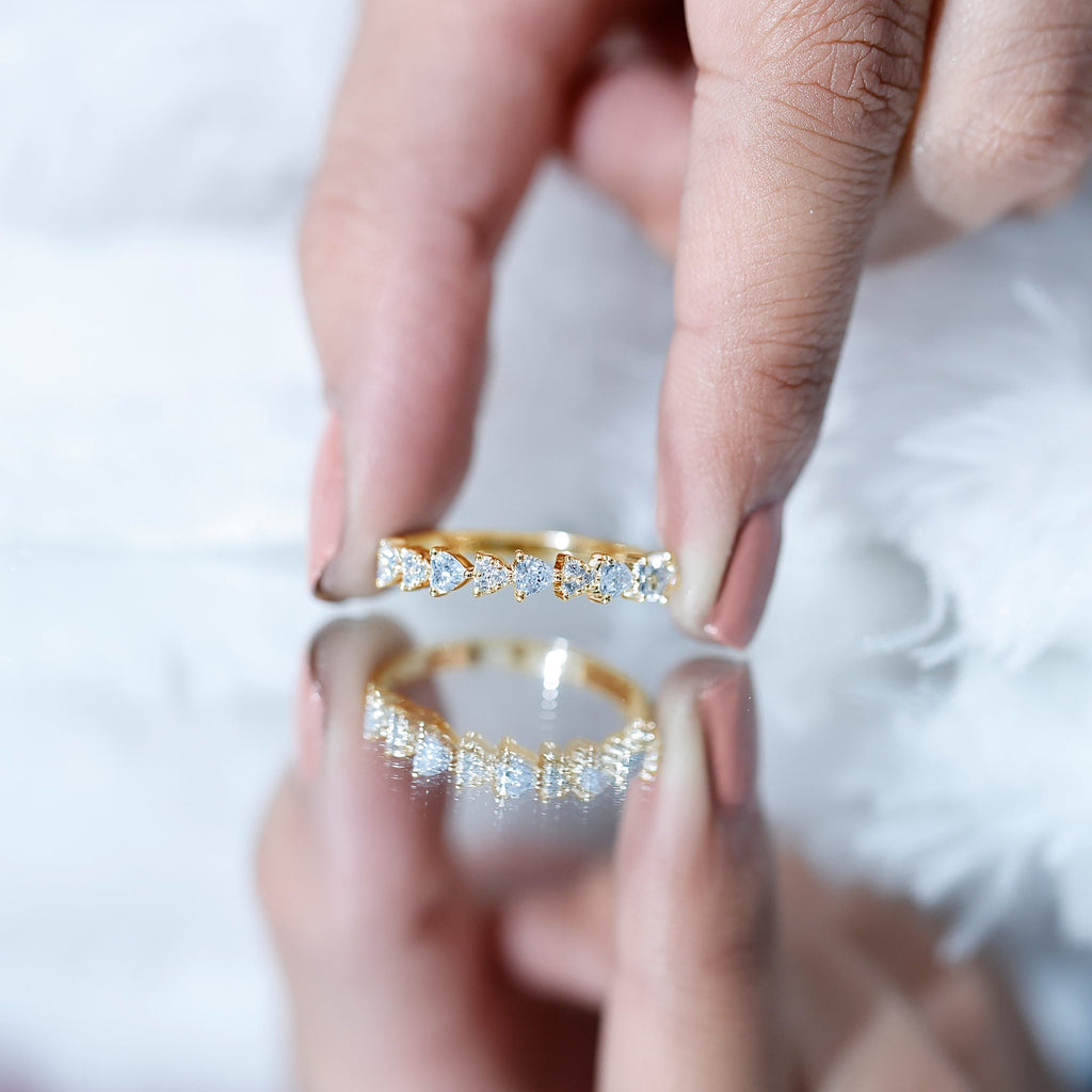 Brilliant Cut Lab Grown Diamond Heart Wedding Band Ring