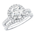 Certified Lab Grown Diamond Halo Ring With Wedding Band