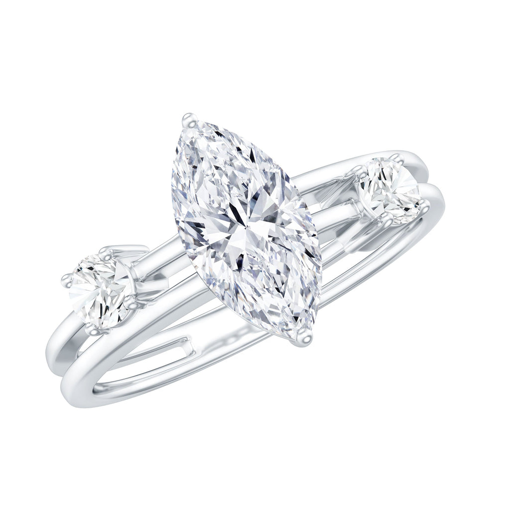 Marquise Cut Lab Grown Diamond Double Band Ring for Women