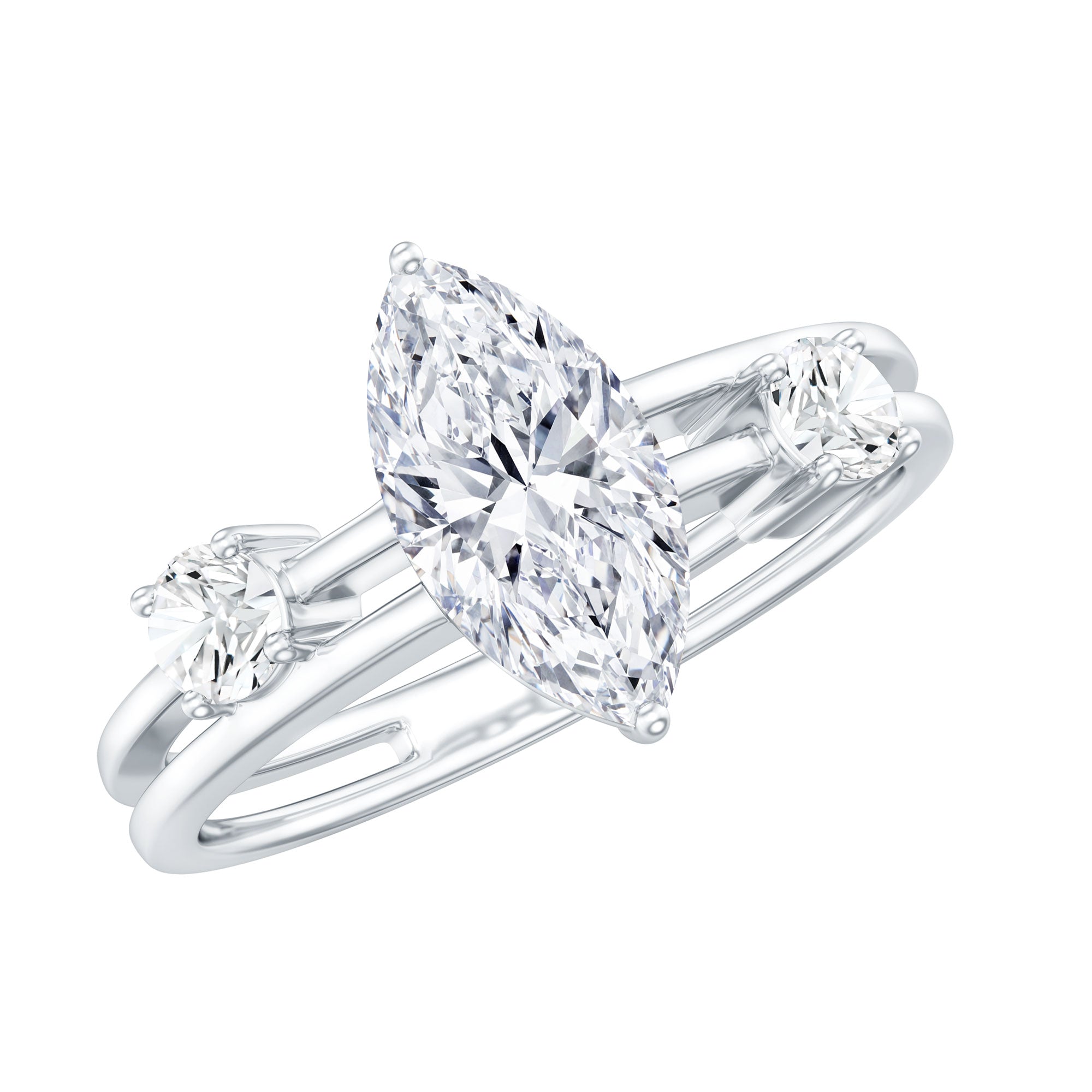Marquise Cut Lab Grown Diamond Double Band Ring for Women