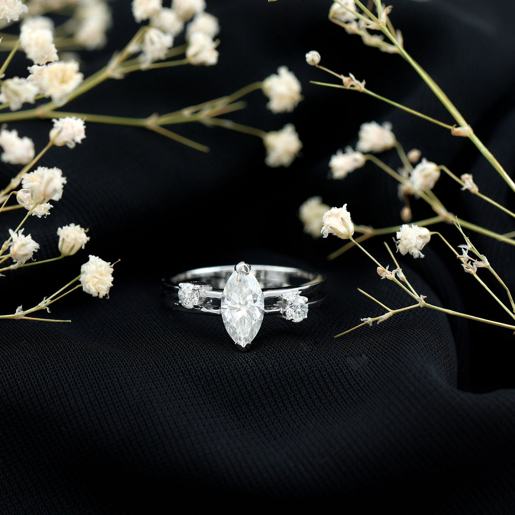 Marquise Cut Lab Grown Diamond Double Band Ring for Women