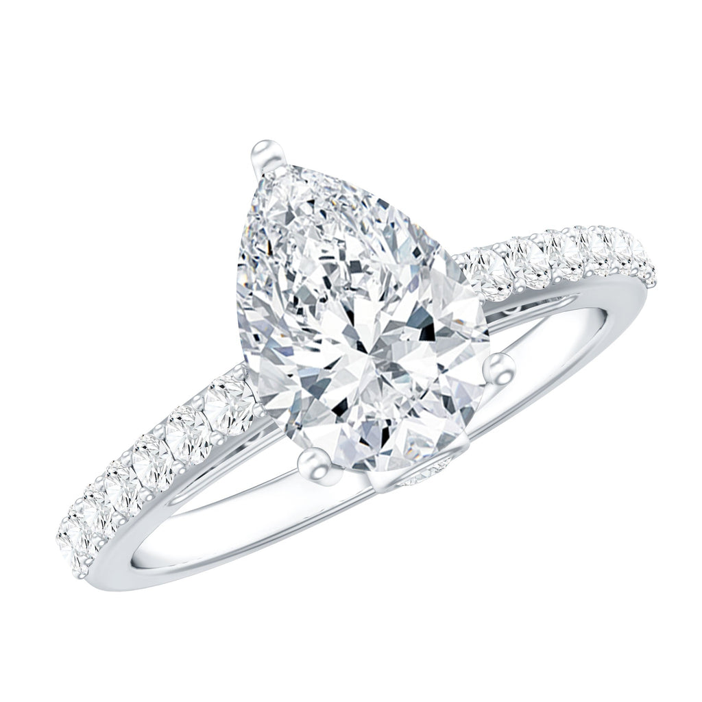 Certified 2.24 CT Moissanite Teardrop Engagement Ring For Her