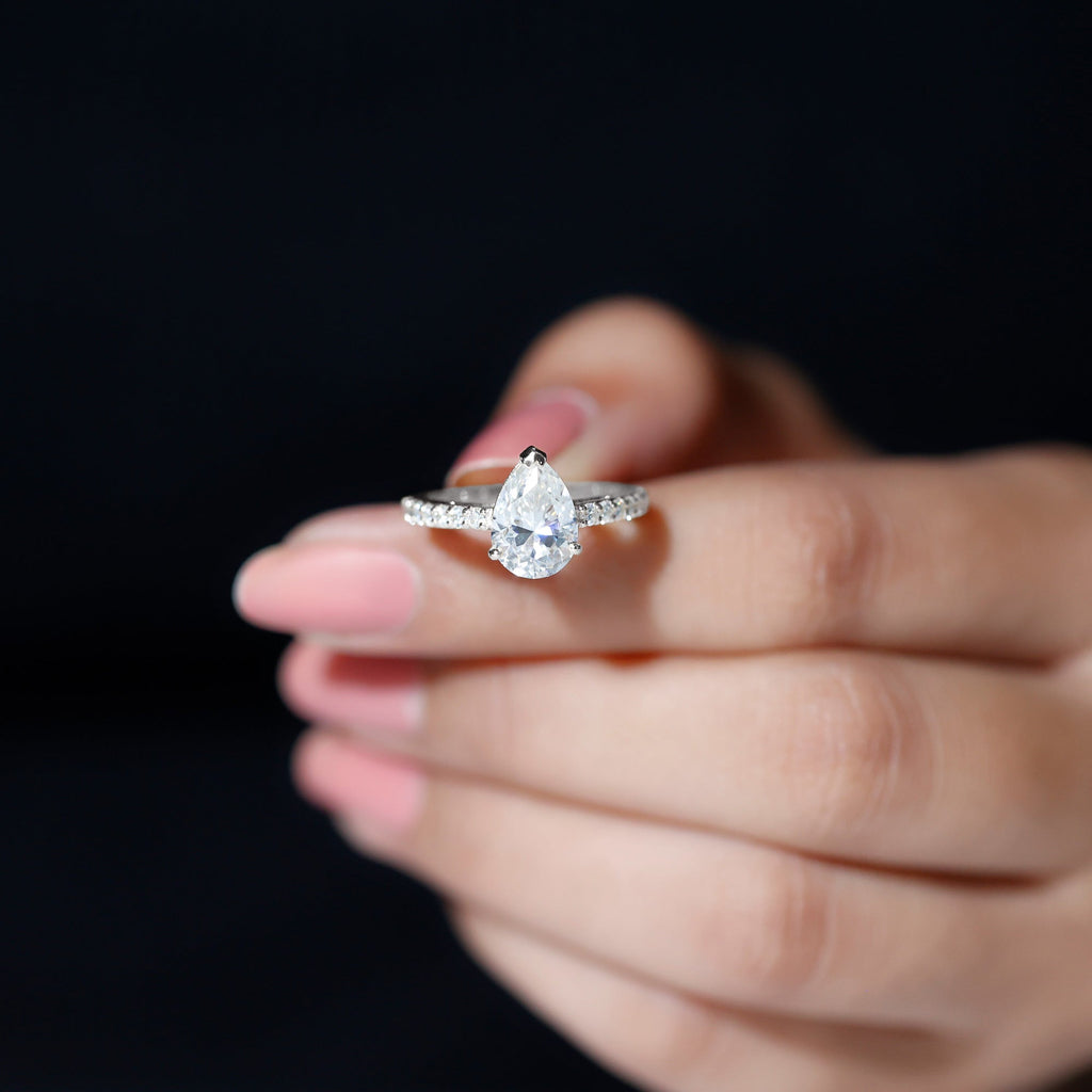 Certified 2.24 CT Moissanite Teardrop Engagement Ring For Her
