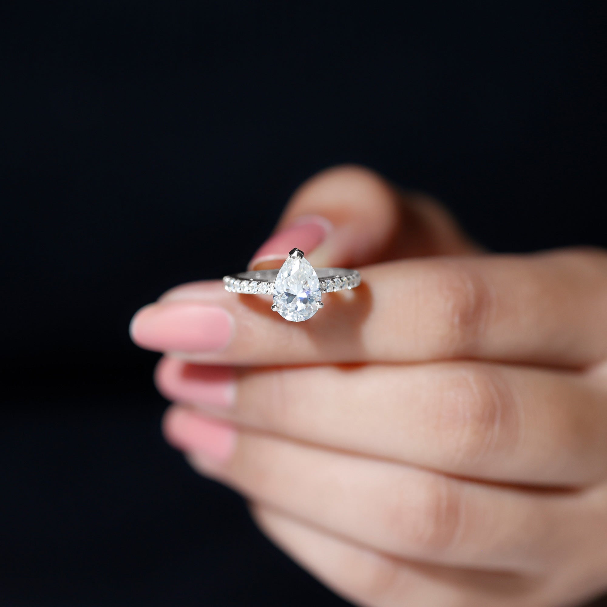 Certified 2.24 CT Moissanite Teardrop Engagement Ring For Her