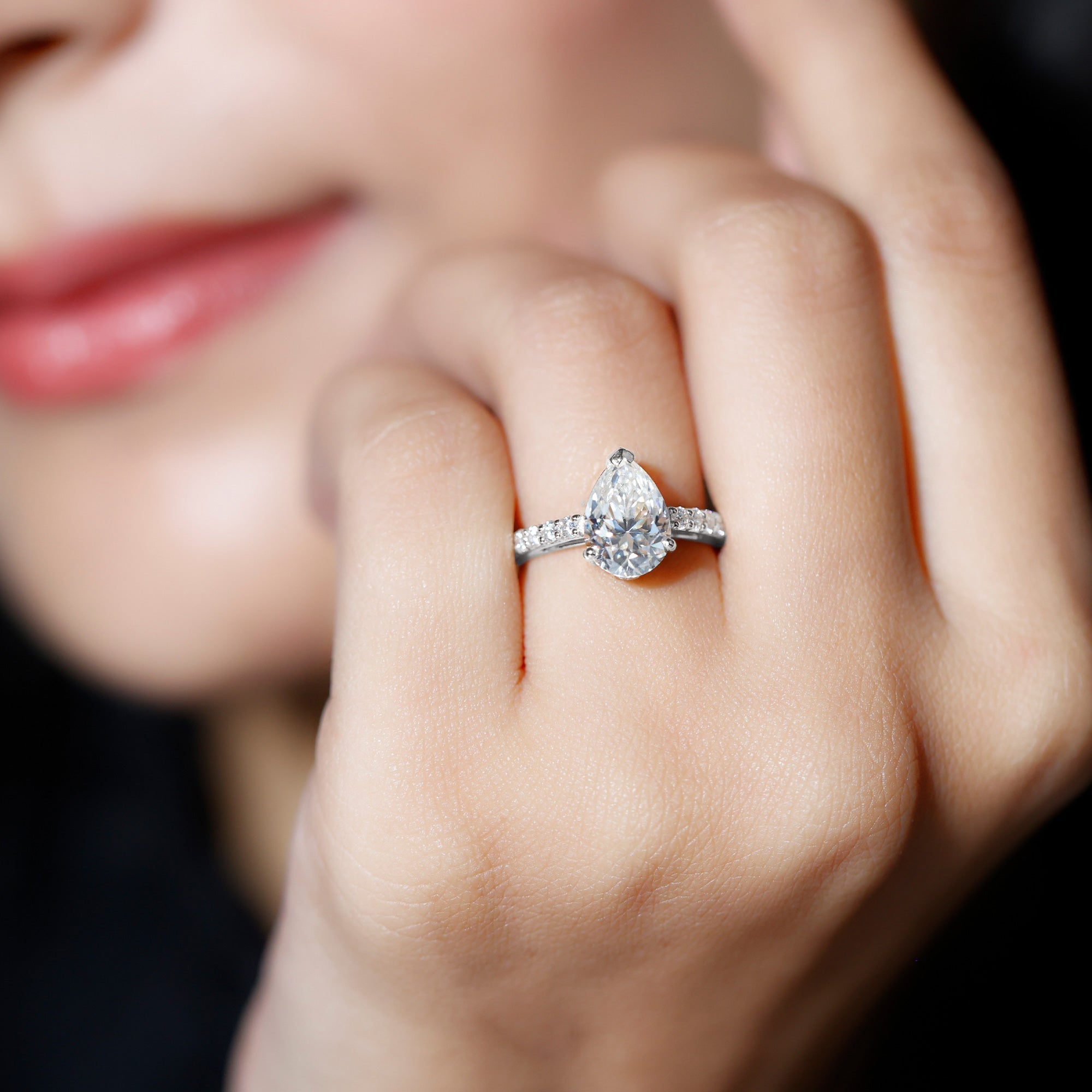 Certified 2.24 CT Moissanite Teardrop Engagement Ring For Her