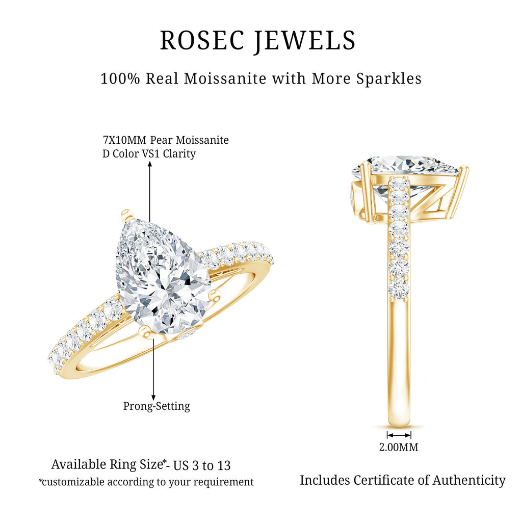 Certified 2.24 CT Moissanite Teardrop Engagement Ring For Her