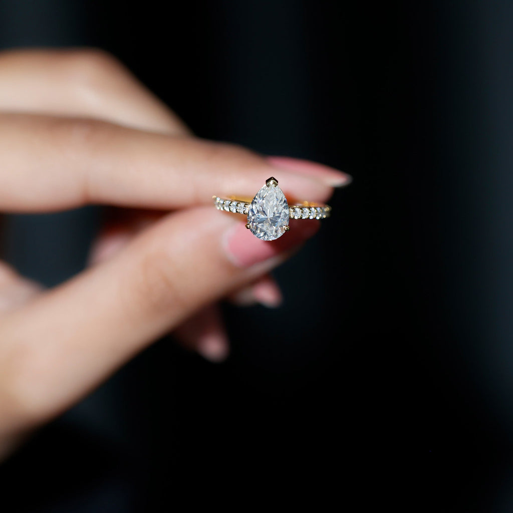 Certified 2.24 CT Moissanite Teardrop Engagement Ring For Her