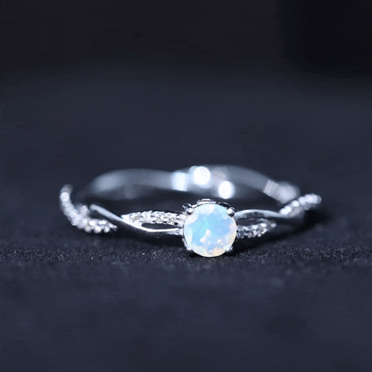 Certified Real Ethiopian Opal Diamond Pre Engagement Ring with Braided Shank