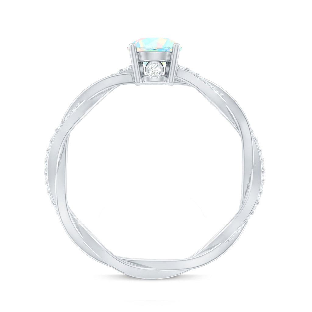 Certified Real Ethiopian Opal Diamond Pre Engagement Ring with Braided Shank