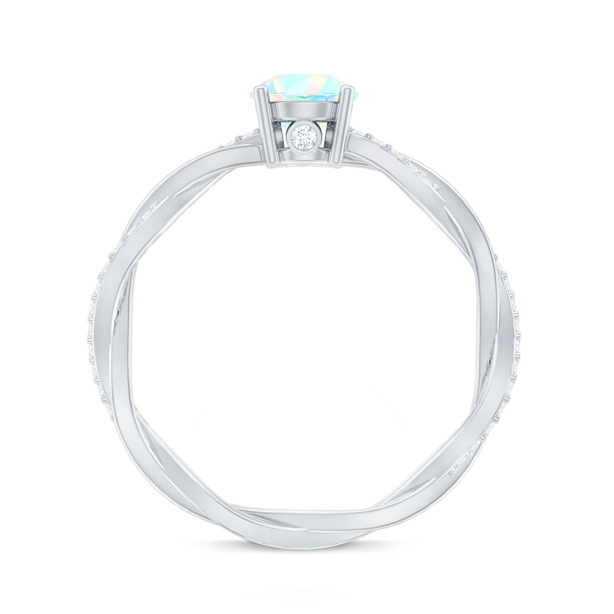 Certified Real Ethiopian Opal Diamond Pre Engagement Ring with Braided Shank