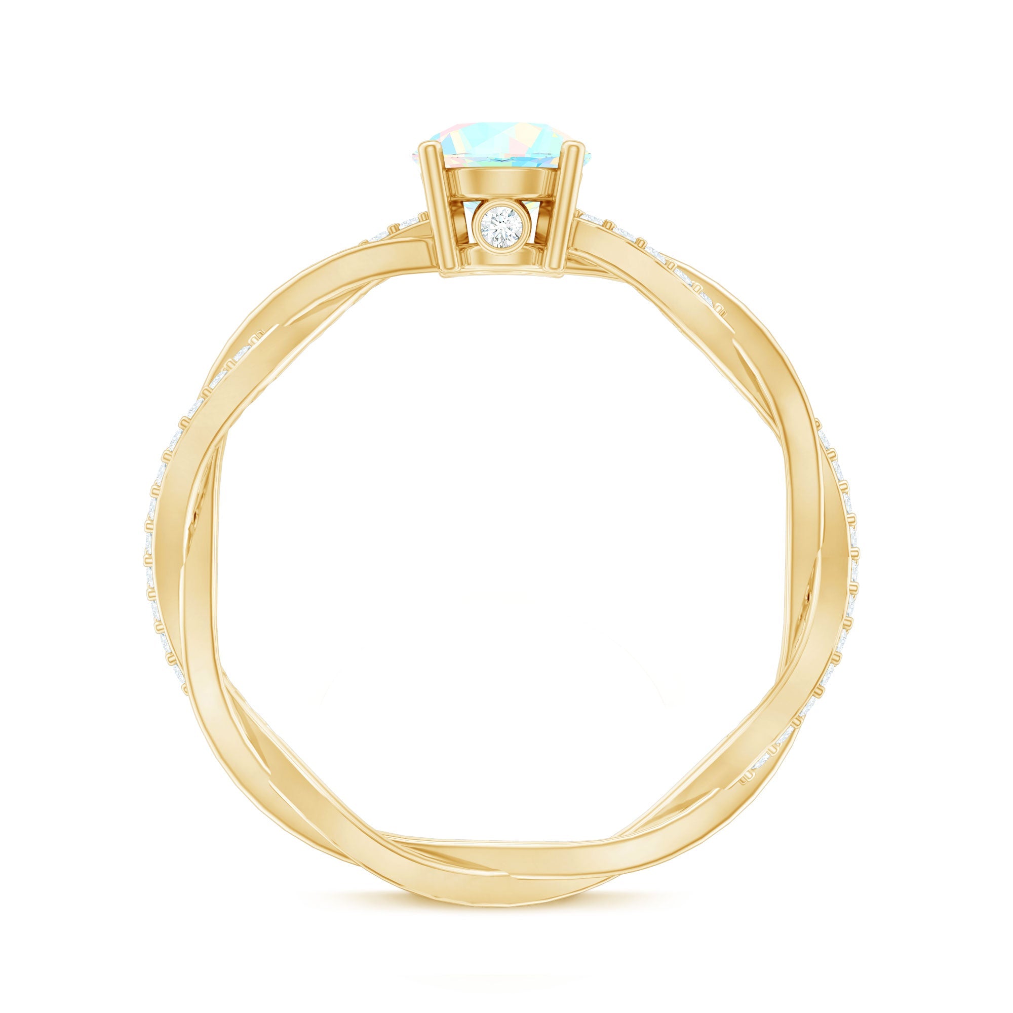 Certified Real Ethiopian Opal Diamond Pre Engagement Ring with Braided Shank